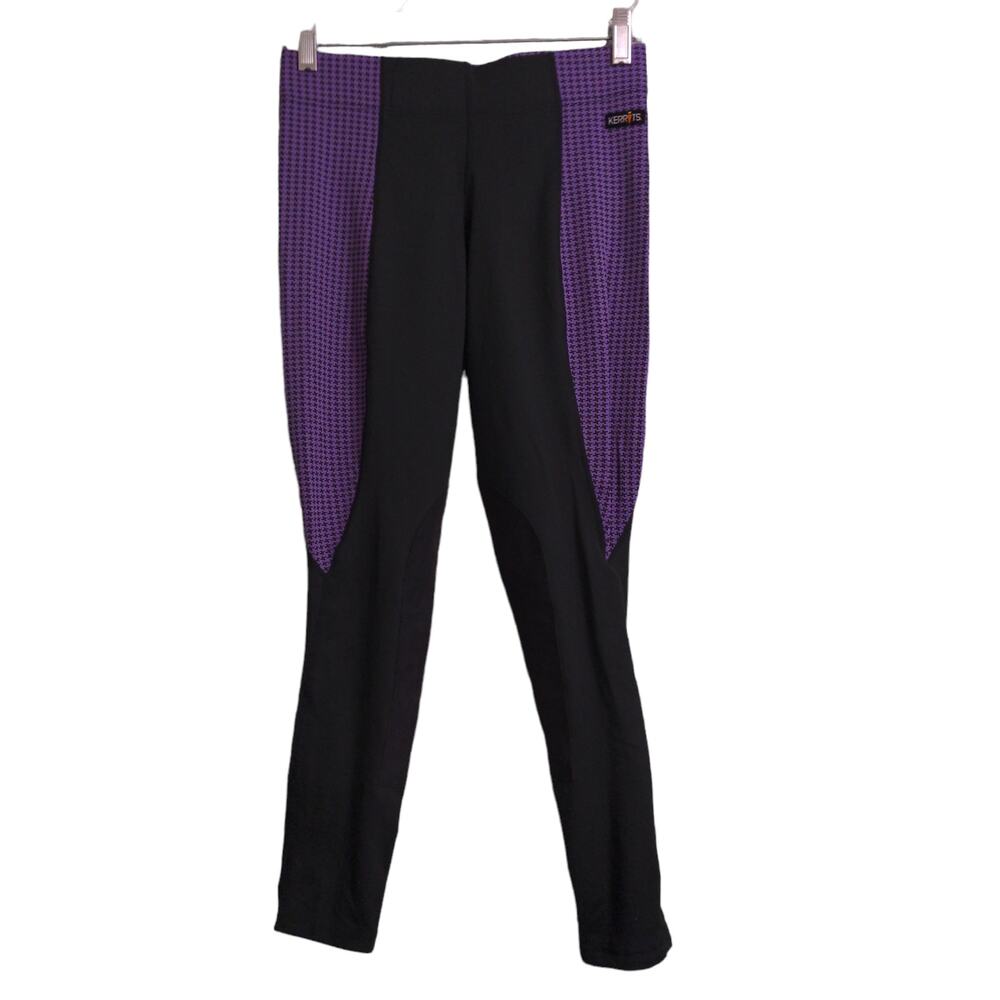 Kerrits Womens Leggings Breeches Purple Black Horseback Riding Printed Patch M